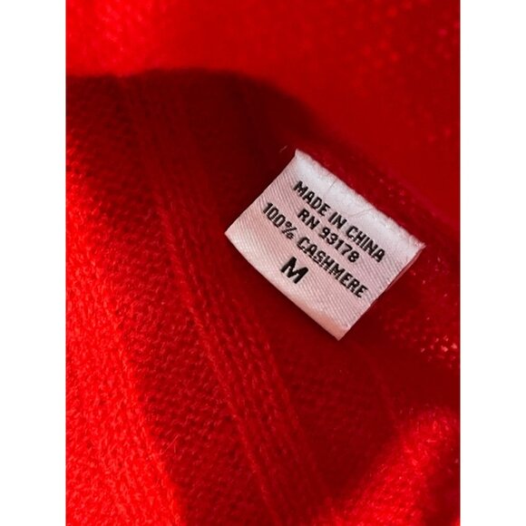 Spring + Mercer Red V-Neck Ribbed Cashmere Sweater M - Picture 5 of 5